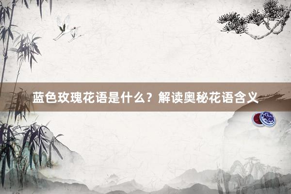 蓝色玫瑰花语是什么？解读奥秘花语含义